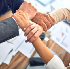 person in black long sleeve shirt holding persons hand